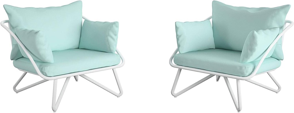 Novogratz Poolside Gossip Collection, Teddi Outdoor Lounge Chairs, 2-Piece, Aqua Haze
