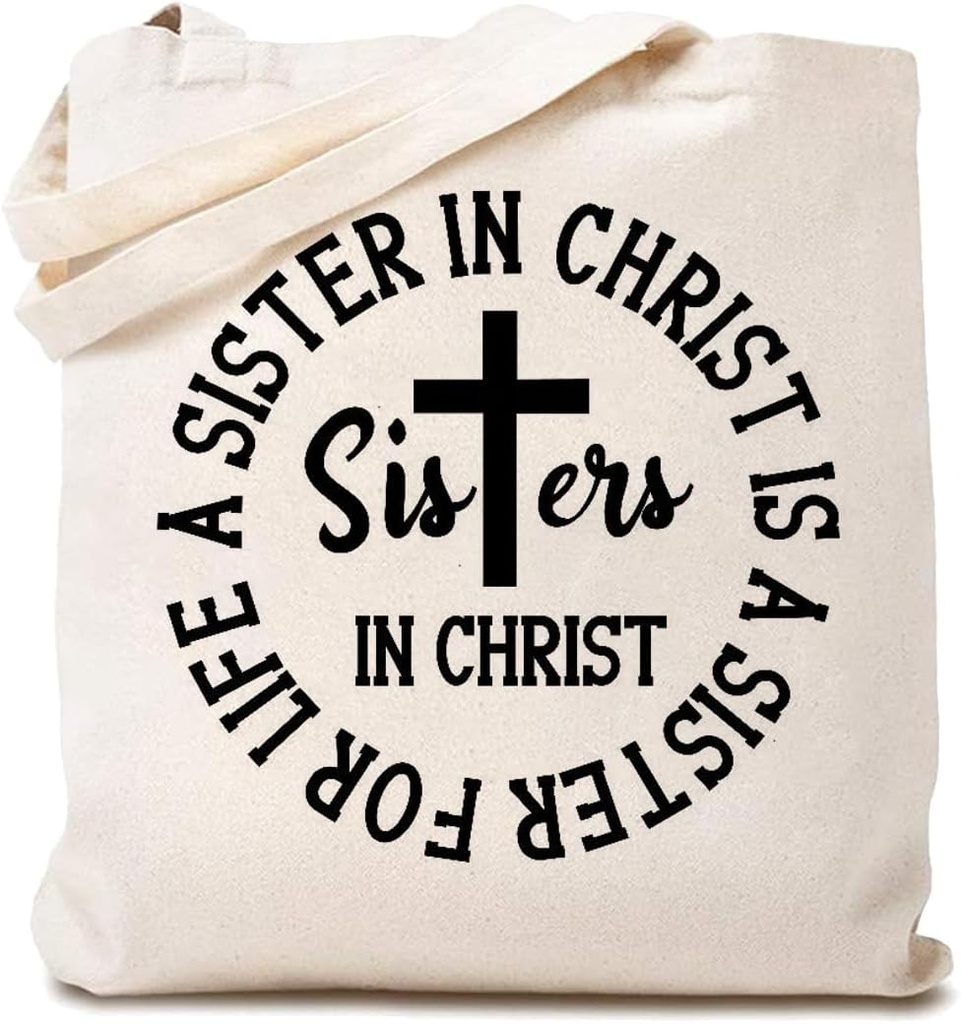 Christian Canvas Tote Bag for Women A Sister in Christ Shopping Bag Eco-Friendly Bag Reusable Grocery Bag