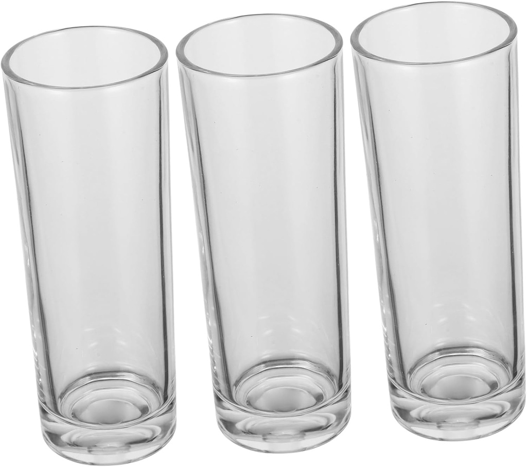 VOSAREA 3-Piece Set Glass Drinking Cups Beverage Glasses for Juice Soda Water and Tea Modern 304 Stainless Steel Design for Restaurants Kitchens and Parties