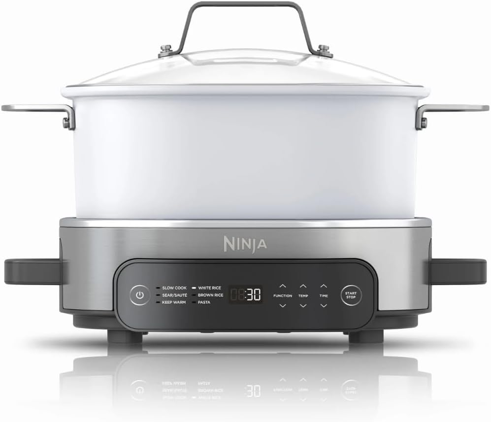 Ninja Foodi PossibleCooker Pro, 6.5-Qt Multi-Cooker with 8-in-1 Versatility, Oven-Safe Pot for Family Meals (White)