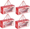 4Pcs Christmas Paper Cupcake Boxes with Window Portable Cupcake Holders for Muffins and Treats Red Festive Design for Parties