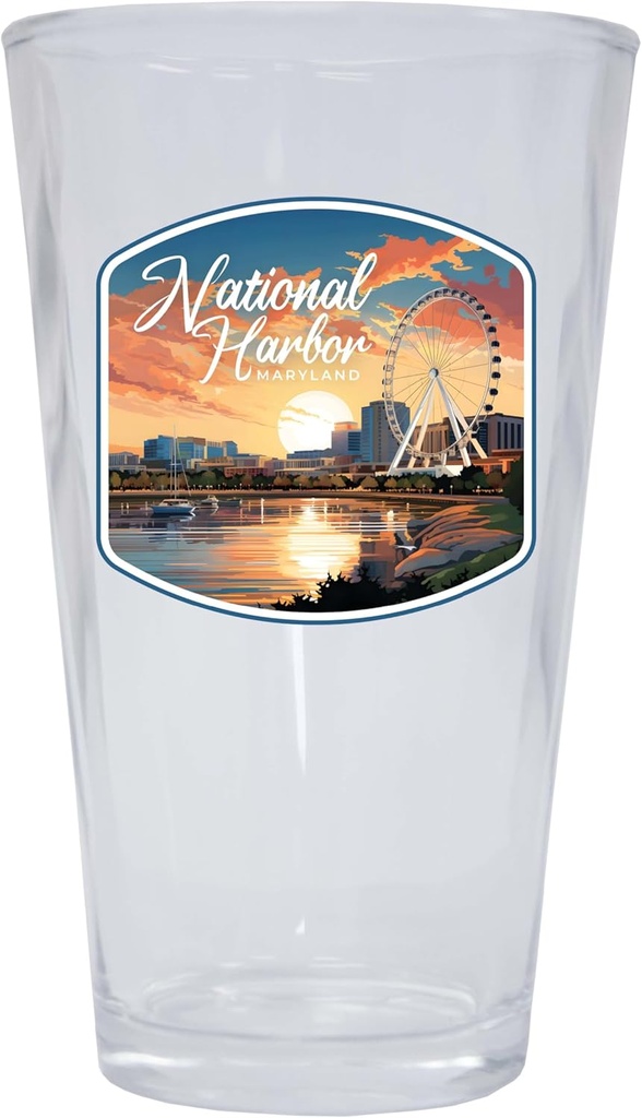 R and R Imports National Harbor Design B Souvenir 16 oz Pint Glass 2-Pack