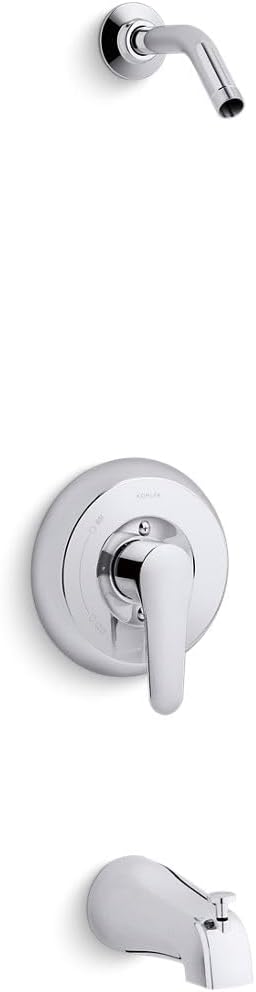 Kohler TLS98007-4-CP July Rite-Temp® Bath & Shower Valve Trim with Lever Handle & Npt Spout, Less Showerhead Polished Chrome