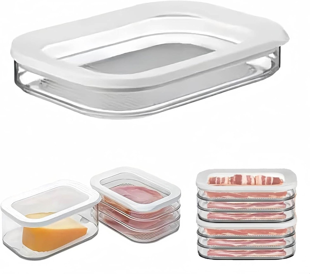 Deli Meat Cooler For Refrigerator Stackable Lunch Meat Plastic Organizer With Lid Food Refrigerator Storage Box Bacon And Cheese Organizer(C)