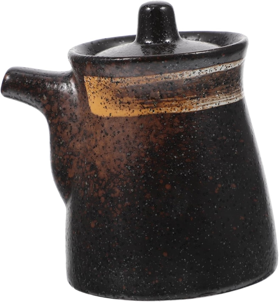 PRETYZOOM Japanese Style Soy Sauce Dispenser Lid Ceramic Vinegar Holder Kitchen Spice Organizer for Sushi and Seasoning 300ml Capacity