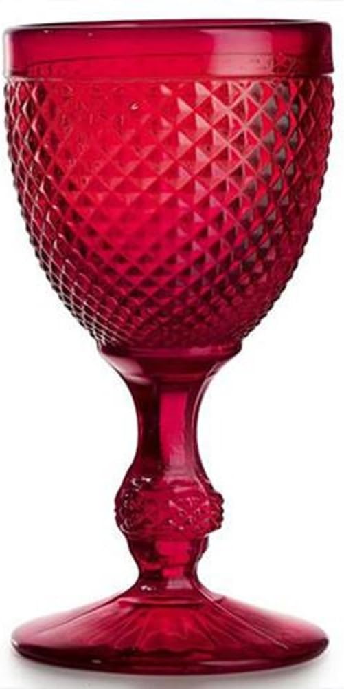 Vista Alegre Bicos Red All Purpose Goblets, Set of 4.,