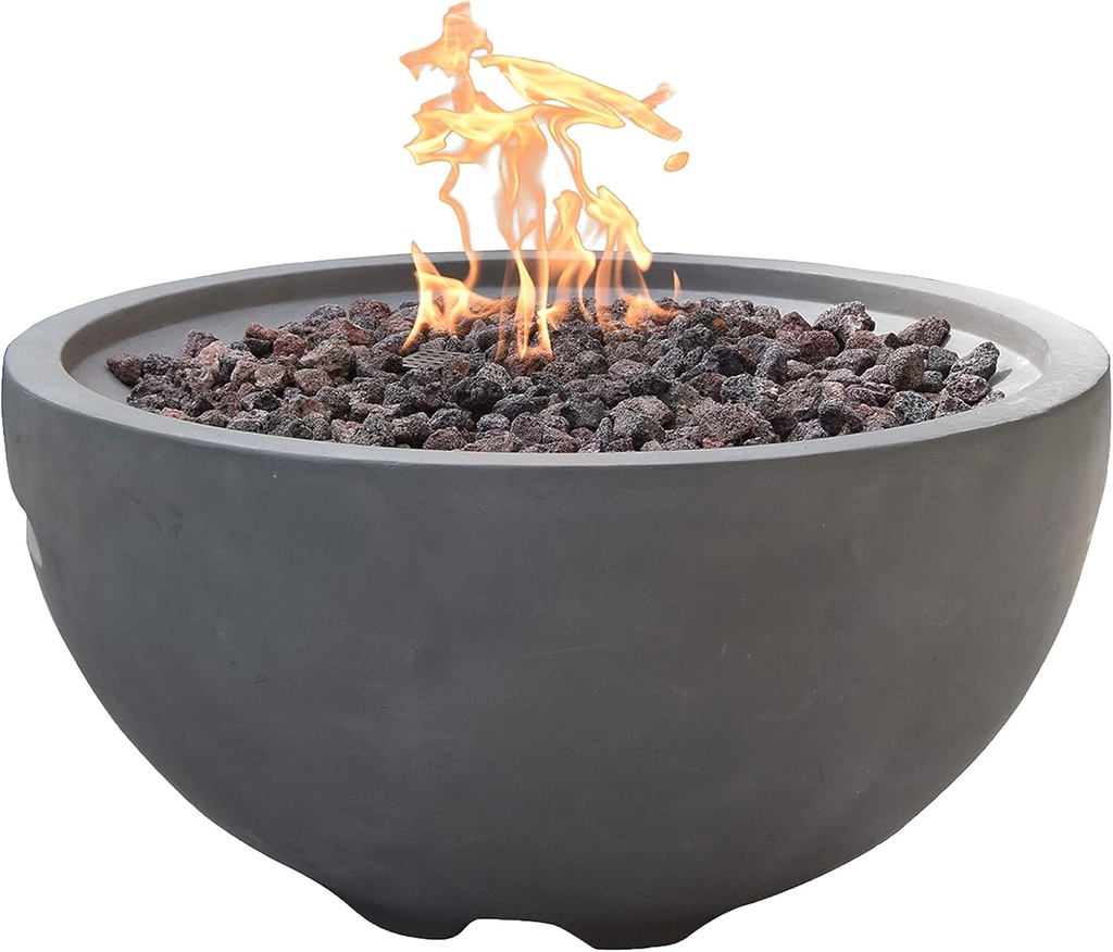 MODENO Outdoor Fire Pit Natural Gas Garden Fire Bowl, 40,000 BTU CSA Certified Firepit，Auto-Ignition System, Lava Rock&PVC Cover Included (26 x 26 x 14'', Grey)