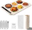 Food Warmer Mat, Versatile Full Surface Heating Food Warmer with Package, Portable Silicone Food Warming Mat with 7 Level Temperature and 6 Hours Timer