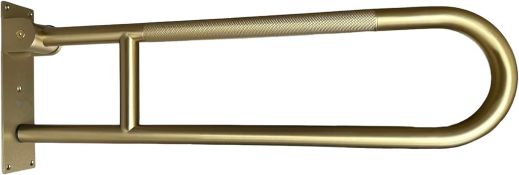 ANHEL 30” Stainless Steel Bathroom and Toilet Grab Bar - Foldable, Flip-Up, U-Shaped, Anti-Slip with Textured Grip, Screw-in for Elderly, Disabled, Handicapped Support, Brushed Gold