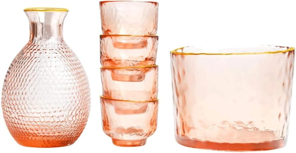 Sake Set Glasses Sake Bottle Glass Pot Sake Shot Cups Sake Glass Set Sake Tea Sake Cups for Warmer or Cold Wine