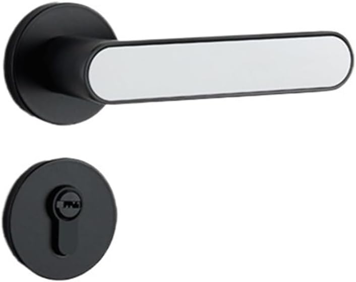 Indoor Door Lock Bedroom Door Lock Household Black Magnetic Silent Door Handle Modern Minimalist Ecological Wooden Door Lock(C Silent 35-50mm)