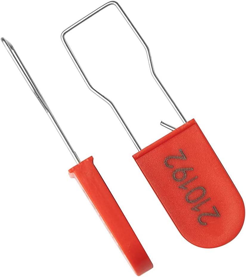 Plastic Wire Padlocks Security Seals Disposable Anti-Tamper Lock Numbered Red (Pack of 100)