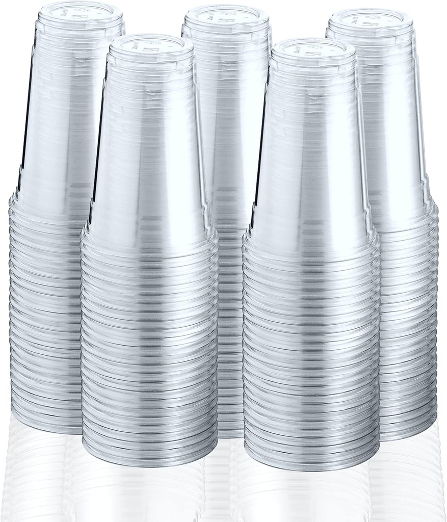 Green Direct 20 oz. Disposable Clear Drinking Plastic Cups for Boba Tea Ice Coffee 100 Pack