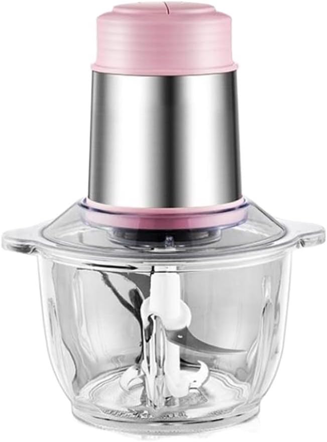 Food Processor, Electric Food Chopper, Meat Grinder, Stainless Steel Blades, 2L BPA-Free Glass Bowl for Meat, Vegetable & Fruits, Fast & Slow 2 Speeds, 300W