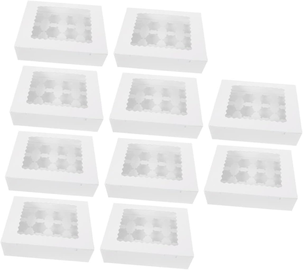 10pcs Muffin Cake Packing Box Creative Window Paper Cupcake Carrier for Tarts for Bakery Groceries Events Keeps Pastries Safe and Stylish