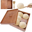 Wooden Pizza Dough Proofing Box, 16”x12” Pizza Dough Proofing Container with Lid and Handle for Home Kitchen Homemade Pizza Bread, Proofing Container Tray with Wooden Dough Spatula & Linen Bread Bag