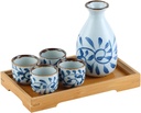 Ceramic Sake Pot Set Izakaya Wineware Spirits White Wine Glass Ceramic Sake Set Wineware with Bamboo Tray