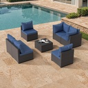 GOJOOASIS 7 Pieces Patio Furniture Sets Outdoor Sectional Furniture Patio Sofa Coversation Set for Outside, Lawn, Garden, Pool or Backyard with Table & Thicker Cushions (Indigo)