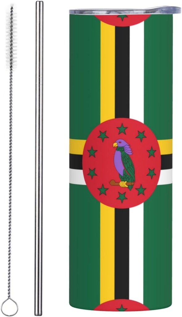 20ozFlag of the Commonwealth of Dominica stainless steel straw lid cup, double-layer stainless steel, can be drunk directly or with a straw