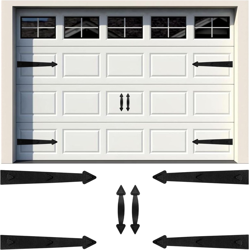 Magnetic Garage Door Hardware,Magnetic Garage Door Handles,Garage Door Decorative Magnetic for Iron Door,4 Magnetic Hinges + 2 Magnetic Handles for Garage Doors (Classics Style)