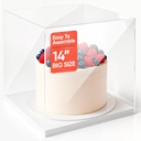 Sweet Degrees Clear Plastic Cake Box 14"x14"x16" | Ribbon Included | Tall Square Cake Carrier with Lid | Reusable Display Container for Tiered Cakes | Ideal for Weddings, Events, and Bakeries