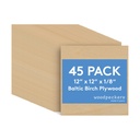 3 mm Baltic Birch Plywood 1/8 x 12 x 12 Inch, Box of 45 B/BB Grade Craft Wood, Stronger Than Basswood Sheets, for Laser, CNC Cutting and Wood Burning, by Woodpeckers