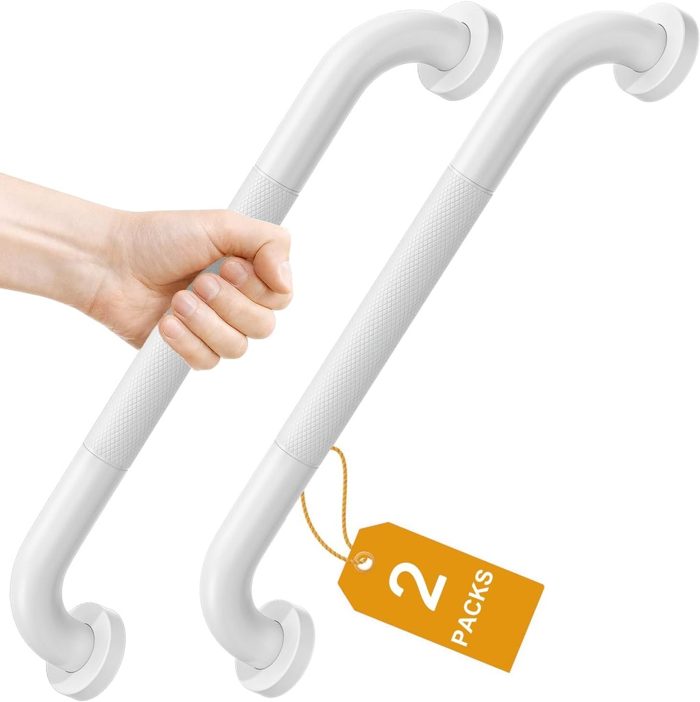 FANHAO 2 Pack Grab Bars for Bathtubs and Showers, 16 Inch Anti Slip Shower Grab Bars Stainless Steel Shower Handle Toilet Handicap Elderly Senior Assist Bathroom Safety Bars (White)
