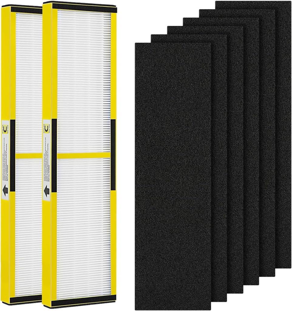 2 Pack FLT5000 HEPA Replacement Filt-er C with 6 Pack Activated Carbon for G-Guardian AC5250PT AC5000 AC5000E AC5300B AC5350B AC5350BCA AC5350W CDAP5500