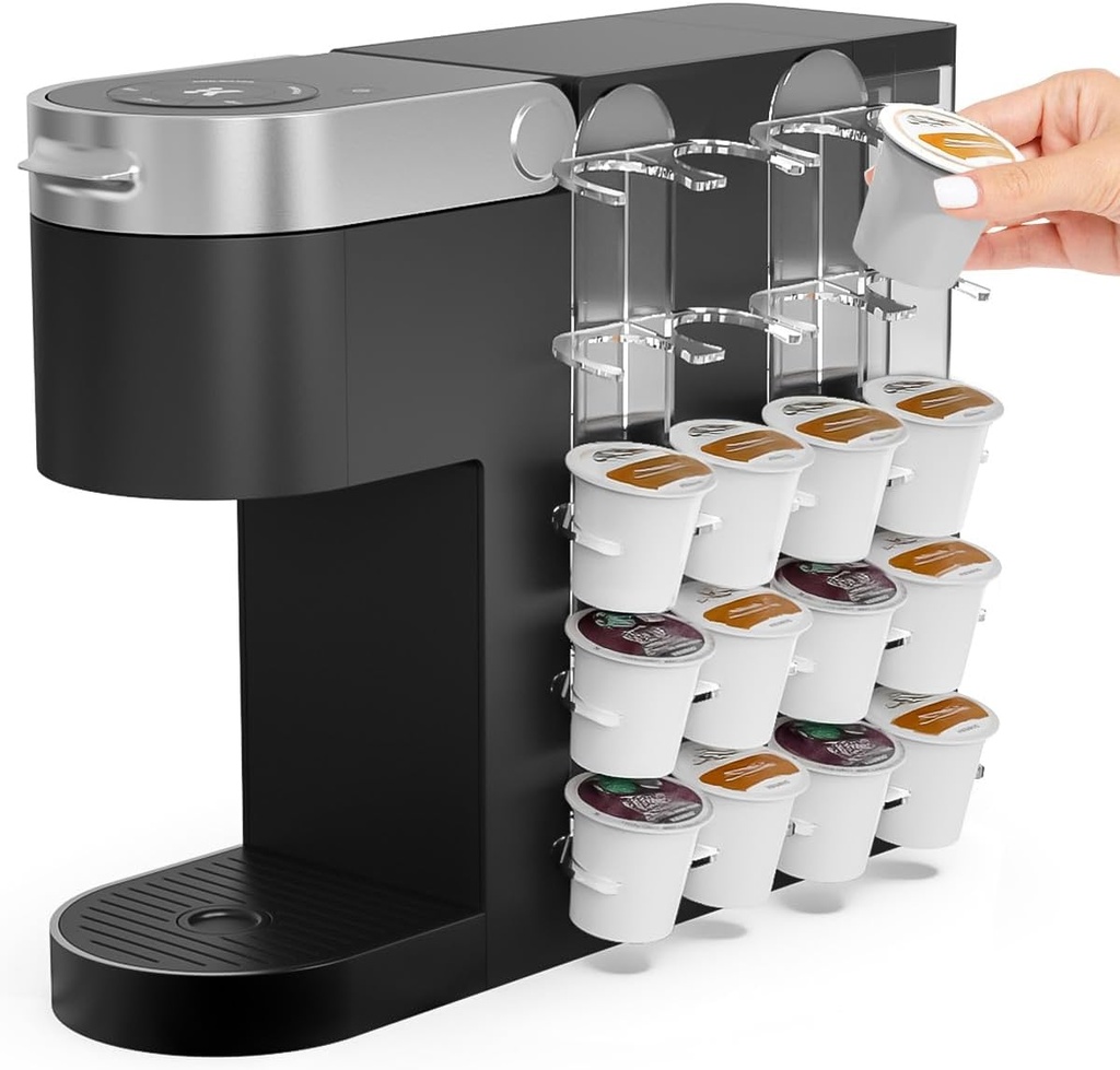 NiHome Acrylic Coffee Pod Capsule Holder for K-Cup Pods, Convenient for Coffee Machines, Space-Saving for Small Countertops - Accommodates 10 Capsules, Easy Installation, Wide Compatibility (2 Pack)