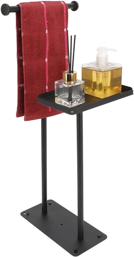TocTen Freestanding Towel Rack, Towel Drying and Display Rack with Storage Shelf, Heavy Weight Bathroom Towel Rack Stand, Rustproof Towel Holder Stand for Bathroom, Kitchen, Vanity(Matte Black)