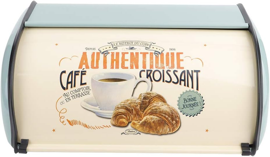 Large Capacity Mental Bread Box, Bread Holder, Cookie Container for Kitchen Storage Organizer Chips Loaves(blue)