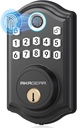 DS10 Keyless Entry Door Lock with Fingerprint, Electronic Keypad, 2 Keys, Auto-Lock & One Touch Locking, Easy Installation, Matte Black