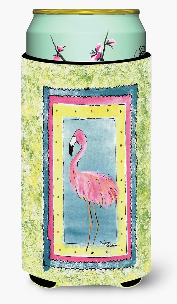 Caroline's Treasures 8107TBC Bird - Flamingo Tall Boy Hugger Can Cooler Sleeve Hugger Machine Washable Drink Sleeve Hugger Collapsible Insulator Beverage Insulated Holder