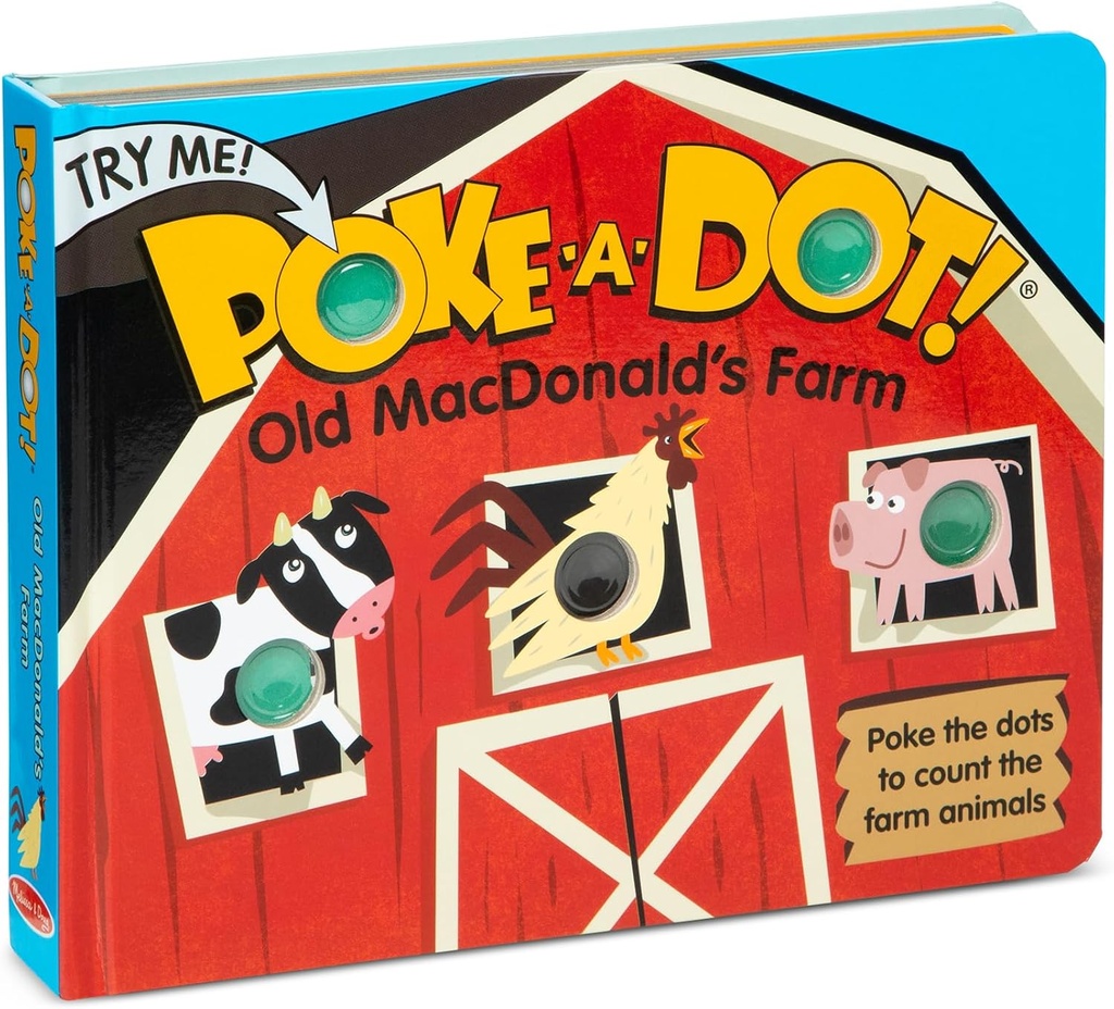 Melissa & Doug Poke-a-Dot! Old MacDonald’s Farm, Interactive Children's Board Book with Buttons to Pop, Educational Sensory Toy for Toddlers & Preschoolers Ages 3+ - FSC Certified