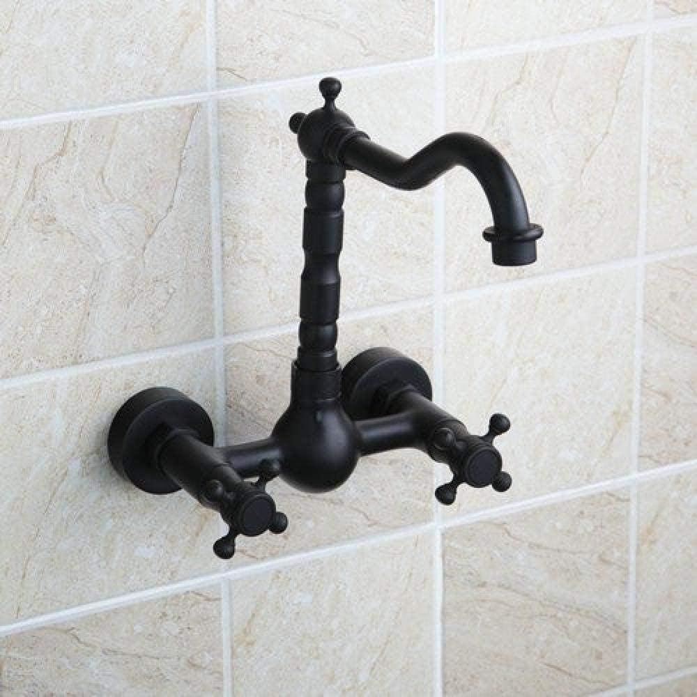 Faucet Wall Mounted Matte Black Bathroom Faucet Bathtub Basin Sink Faucet Hot and Cold Handles