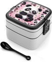Bento Box for Adult Panda Star Bento Lunch Box with 2 Compartments Stackable Lunch Container Reusable Food Storage Container Meal Prep Snack Containers