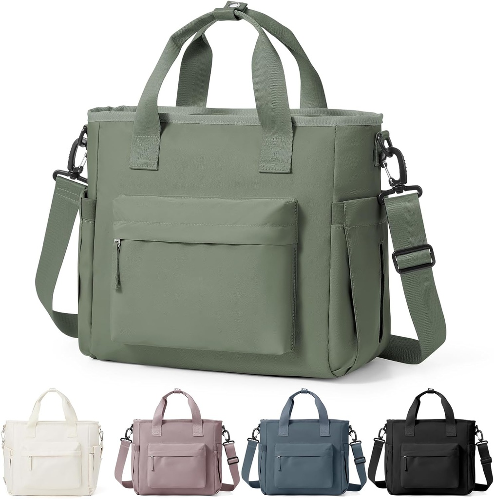 Insulated Lunch Bag Women Large Lunch Tote Bag Box Bags Boxes with Shoulder Strap Adult for Women Men Work Grey Green with Water Bottle Holder