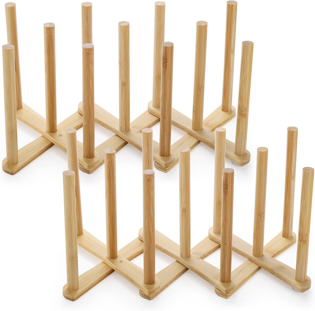 Lawei 2 Pack Bamboo Bottle Drying Rack, Retractable Bottle Cup Dish Drying Rack, Plastic Bag Dryer Rack and Portable Drainer Stand Holder for Water Bottles, Plate, Cup, Pot Lid, Cutting Board