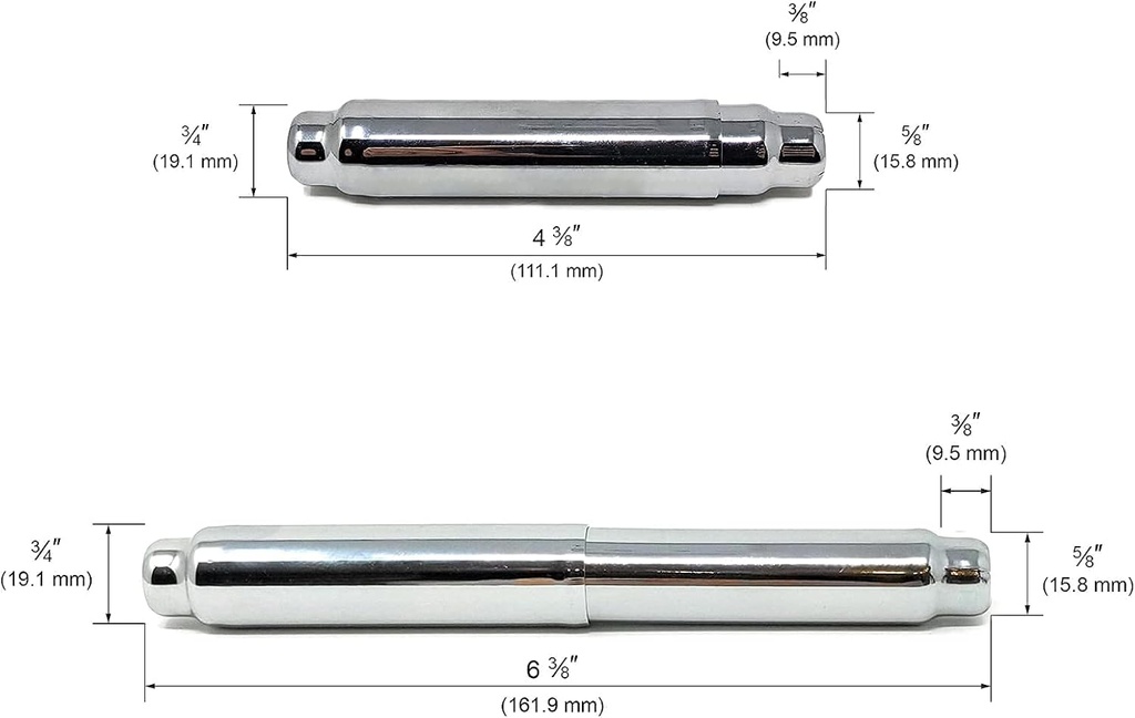 Teravan 201 Stainless Steel Spring-Loaded Replacement Toilet Paper Roller with Chrome Plating, Solid, Corrosion-Resistant, Modern Bathroom Fixture (Chrome - 2pc)