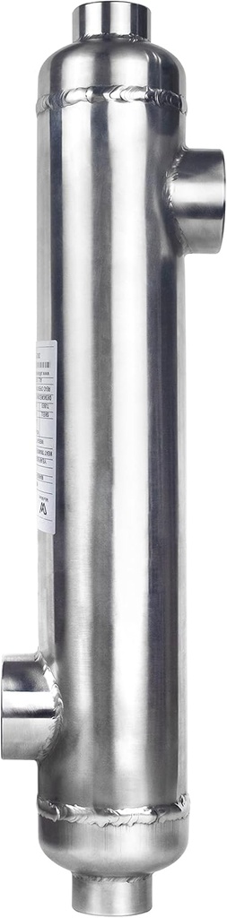 AB 300 kBTU Heat Exchanger for Outdoor Wood Boiler/Swimming Pool/Solar/Spa/w chlorinated Water, Stainless Steel 316L Opposite Ports 2" & 1 1/2" FPT