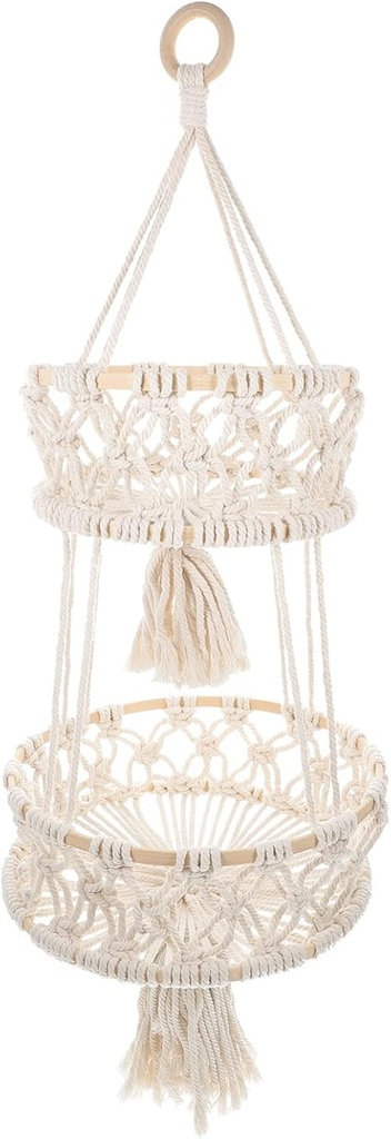 UPKOCH Hanging Fruit Basket Cotton Rope Macrame Storage for Kitchen Multi-use Decorative Vegetable Basket for Rustic Home Decor and Elegant Design