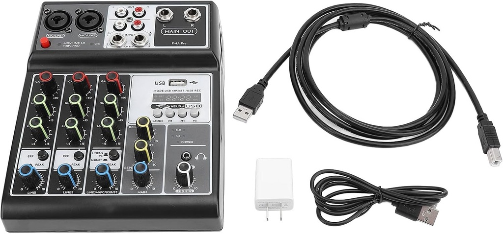Professional Audio Mixer, USB MP3 DJ Mixer 48V Phantom Power Sound Mixing Console Interface for Stage Live Gigs Karaoke (Alomejorgcq32biaxe-11)