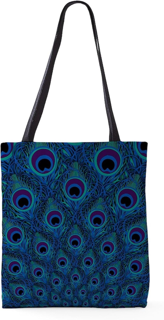 CafePress Peacock Feather Pattern 18"x18" Reusable Grocery Shopping Sling Tote Bag