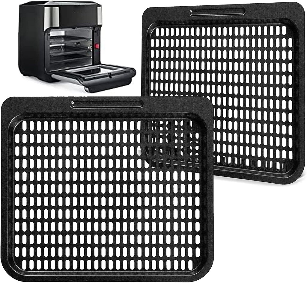 Air Fryer Cooking Tray for Instant Vortex Plus 10 Qt, 2 PCS Food Grade Nonstick Replacement Rack Parts Grill Pan Crisper Plate for Chefman Innsky CROWNFUL 10.6Qt Air Fryer Oven, Dishwasher Safe