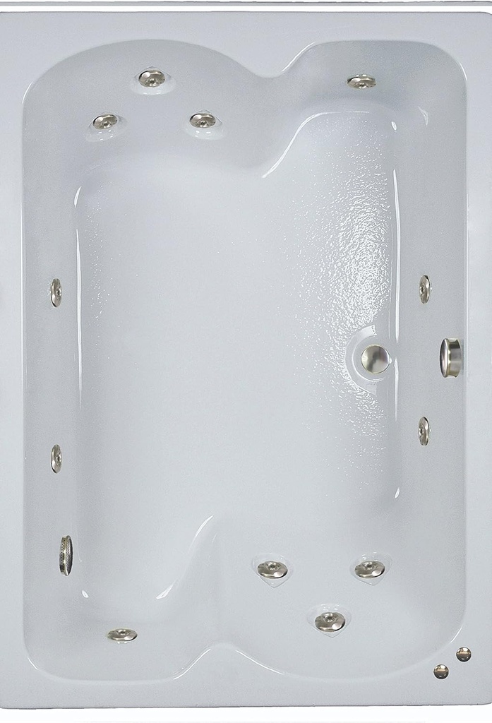 60 in. x 43 in. Acrylic Rectangular Drop-In Whirlpool Bathtub with Center Drain in White
