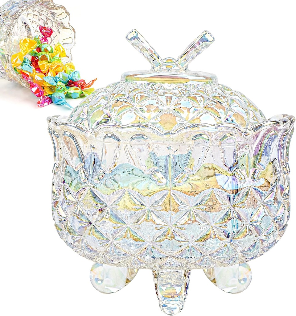 Candy Jar with Lid, Glass Candy Box, Decorative Buffet Container Dish, Butterfly Sweet Storage Can, Gift for Christmas, Birthday, Wedding (250ml, 8.5oz)
