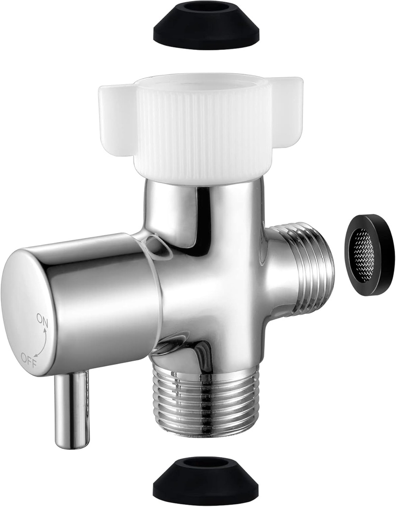 Brass Bidet T-Valve Toilet Adapter Connector with Easy Hand-Nut Install to Handheld Sprayer,Tank,Toilet Seat Attachment for Bathroom Accessories, Hardware Kit Replacement,Plumbing Repair