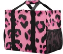 SUABO Rose Leopard Print Pattern Reusable Grocery Bags Shopping Bags Kitchen Travel Tote Bag Washable Beach Bag