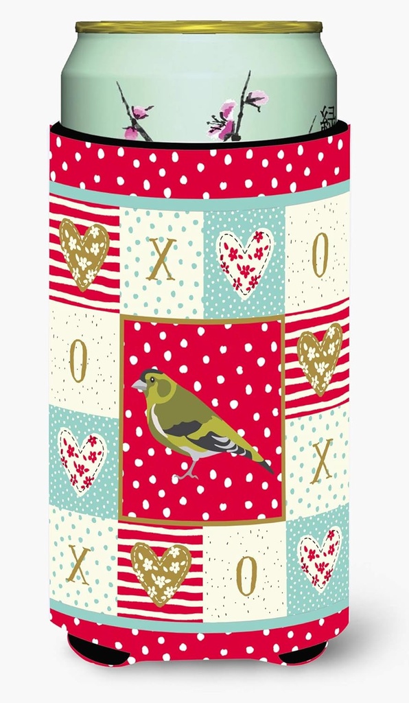 Caroline's Treasures CK5514TBC Siskin Love Tall Boy Hugger, Red Can Cooler Sleeve Hugger Machine Washable Drink Sleeve Hugger Collapsible Insulator Beverage Insulated Holder