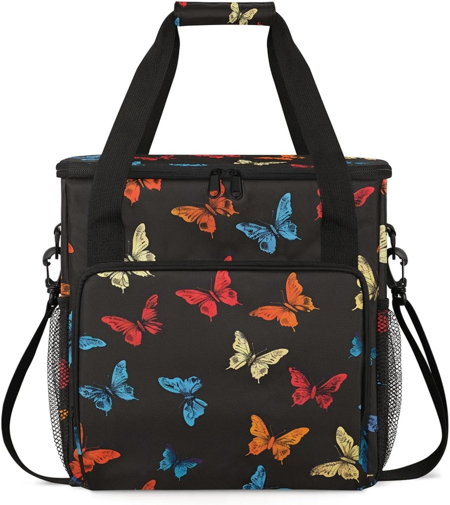 Butterflys Travel Coffee Maker Carrying Bag, Large Organizer Storage Tote Bag Insulated Reusable Cooler Grocery Bags